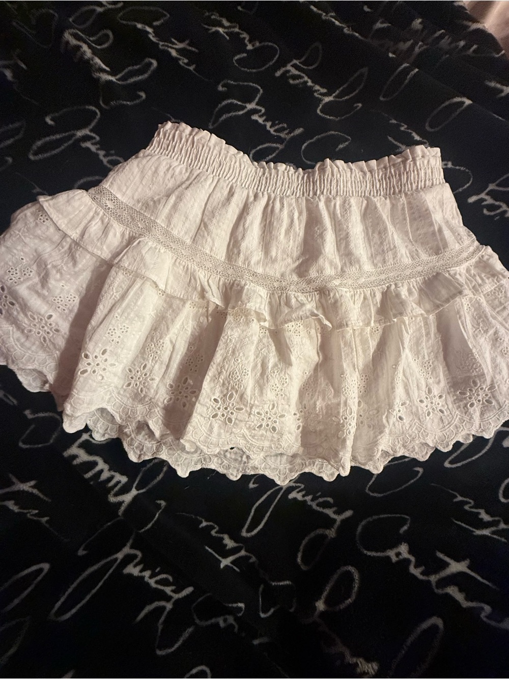 Aeropostale White Eyelet Tiered Mini Skirt